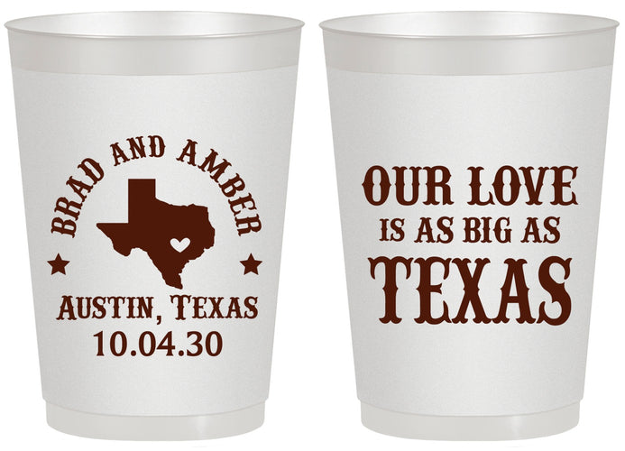 Personalized Wedding 20 oz Frosted Cups - Our Love Is As Big As Texas | 236