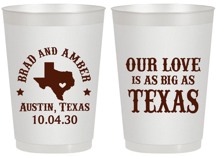 Personalized Wedding 20 oz Frosted Cups - Our Love Is As Big As Texas | 236