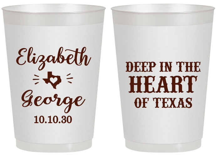 Personalized Wedding 20 oz Frosted Cups - Deep In The Heart Of Texas | 237