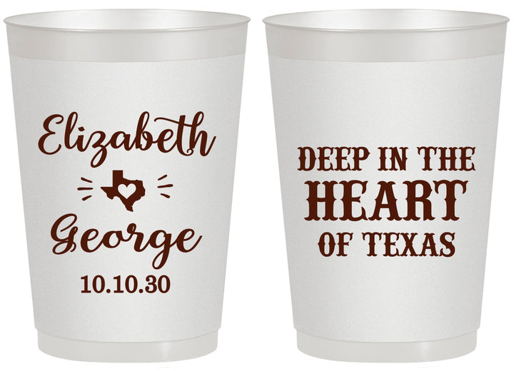 Personalized Wedding 20 oz Frosted Cups - Deep In The Heart Of Texas | 237