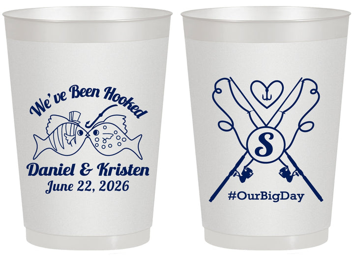 Personalized Wedding 20 oz Frosted Cups - Been Hooked Fishing | 238