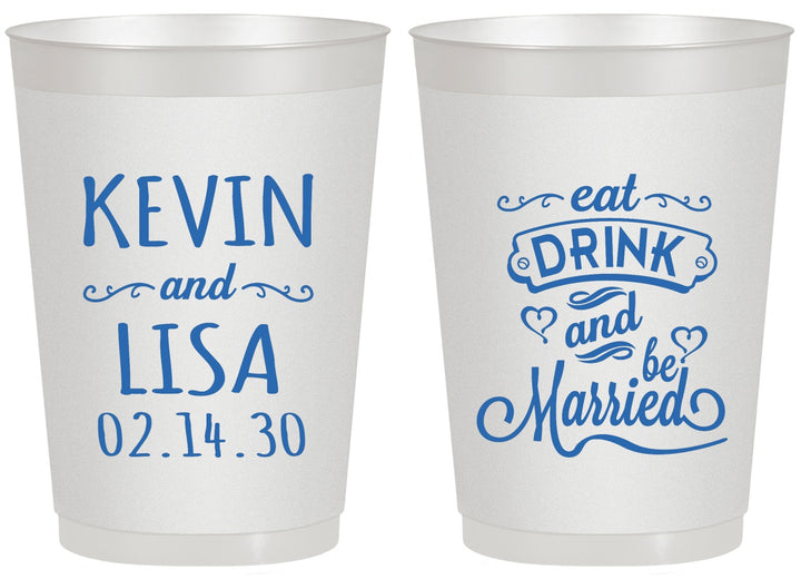 Personalized Wedding 20 oz Frosted Cups - Eat Drink Be Married | 239