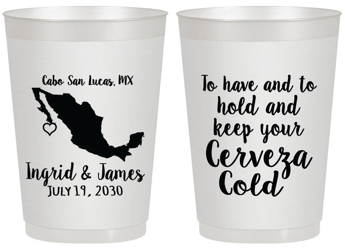 Personalized Wedding 20 oz Frosted Cups - Cerveza Mexico | 240