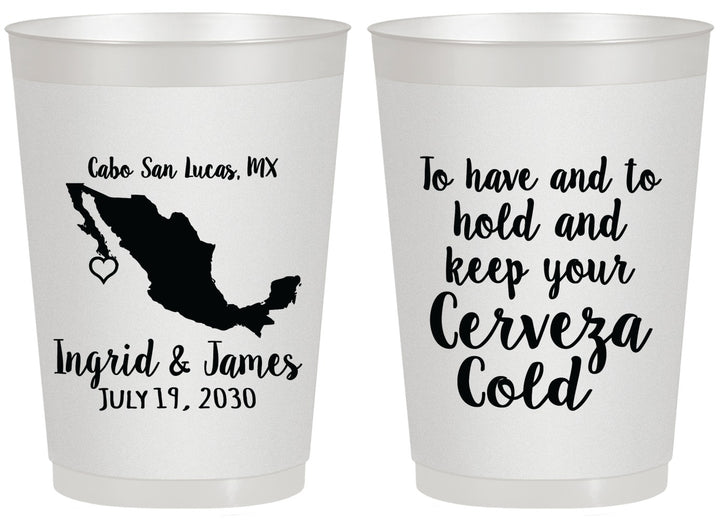 Personalized Wedding 20 oz Frosted Cups - Cerveza Mexico | 240