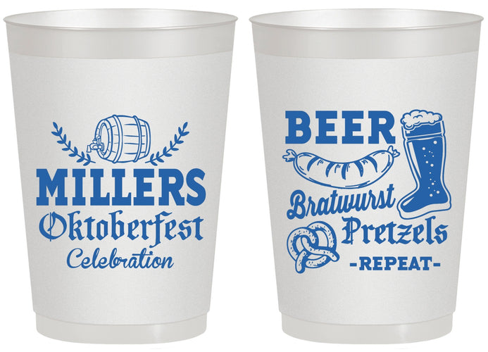 Personalized Oktoberfest 20 oz Frosted Cups - Bratwurst Pretzels | 240007