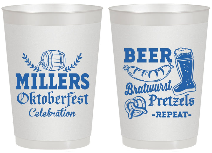 Personalized Oktoberfest 20 oz Frosted Cups - Bratwurst Pretzels | 240007