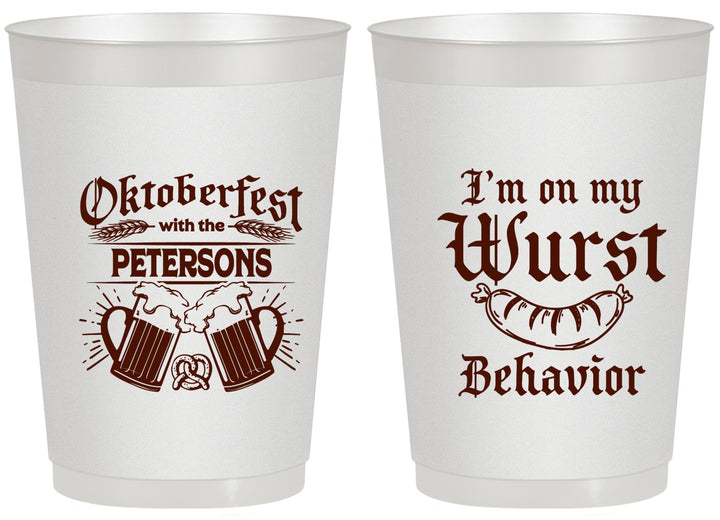 Personalized Oktoberfest 20 oz Frosted Cups - Wurst Behavior | 240010