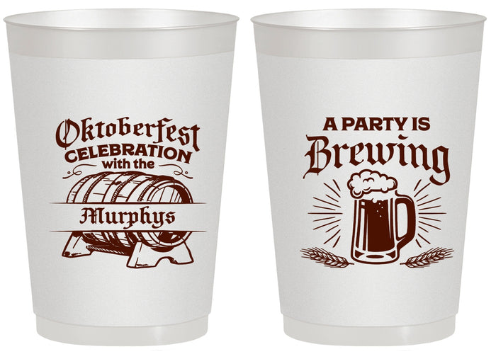 Personalized Oktoberfest 20 oz Frosted Cups - Beer Keg | 240014