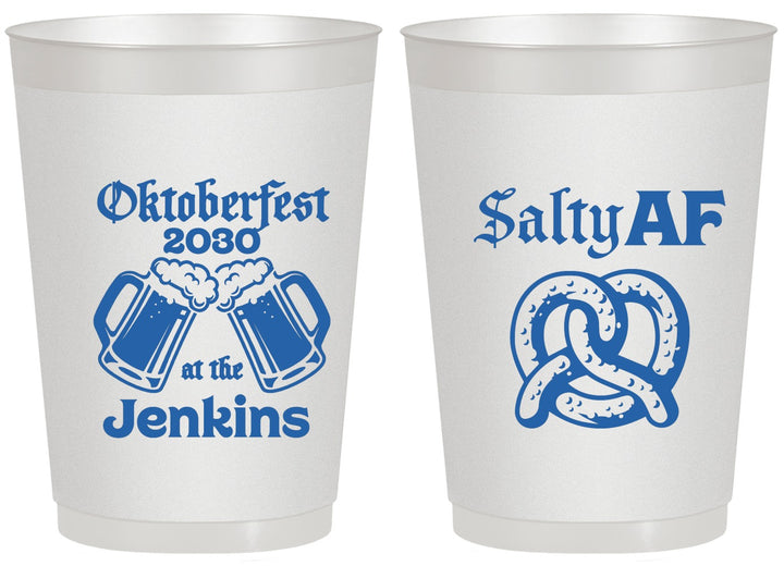 Personalized Oktoberfest 20 oz Frosted Cups - Pretzel Salty Af | 240015