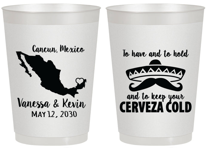Personalized Wedding 20 oz Frosted Cups - Cerveza Mexico | 241