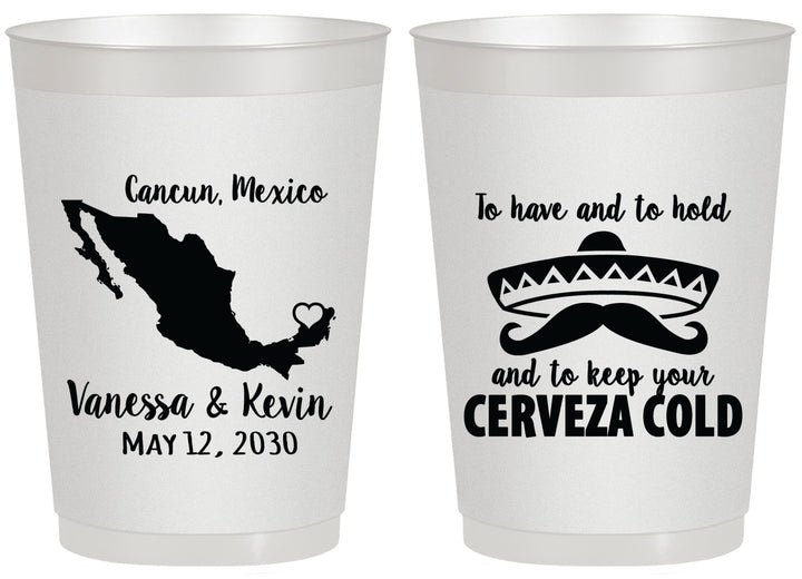 Personalized Wedding 20 oz Frosted Cups - Cerveza Mexico | 241