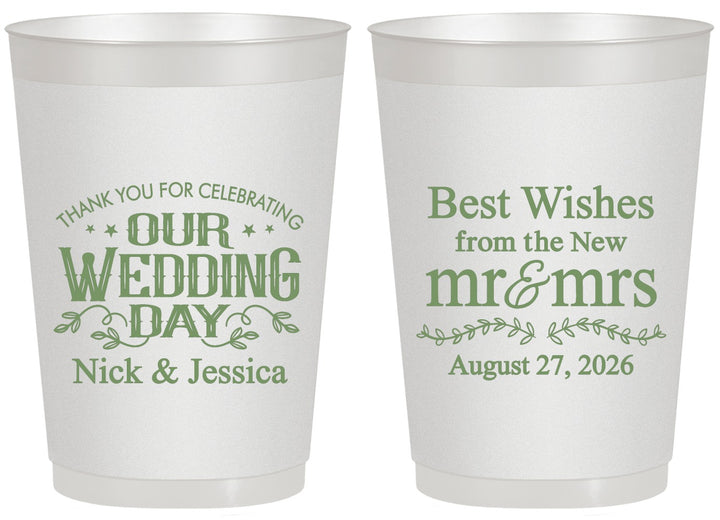 Personalized Wedding 20 oz Frosted Cups - Best Wishes Mr And Mrs | 242