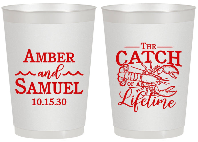 Personalized Wedding 20 oz Frosted Cups - Catch Of A Lifetime Lobster | 245