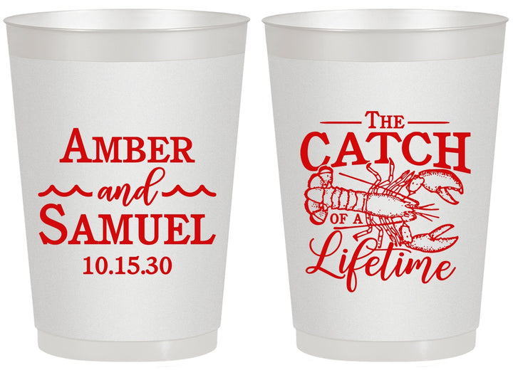 Personalized Wedding 20 oz Frosted Cups - Catch Of A Lifetime Lobster | 245