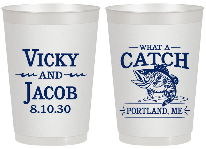 Personalized Wedding 20 oz Frosted Cups - What A Catch Fish | 247