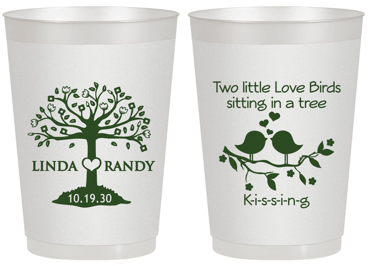 Personalized Wedding 20 oz Frosted Cups - Two Little Love Birds | 249