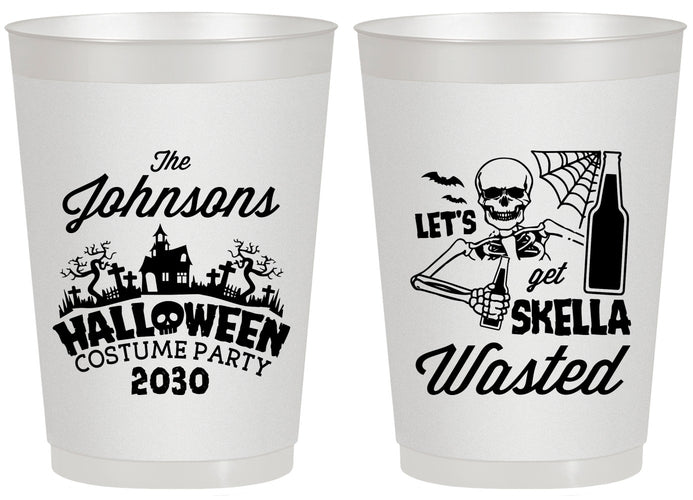 Personalized Halloween 20 oz Frosted Cups - Skellawasted Skeleton | 250014
