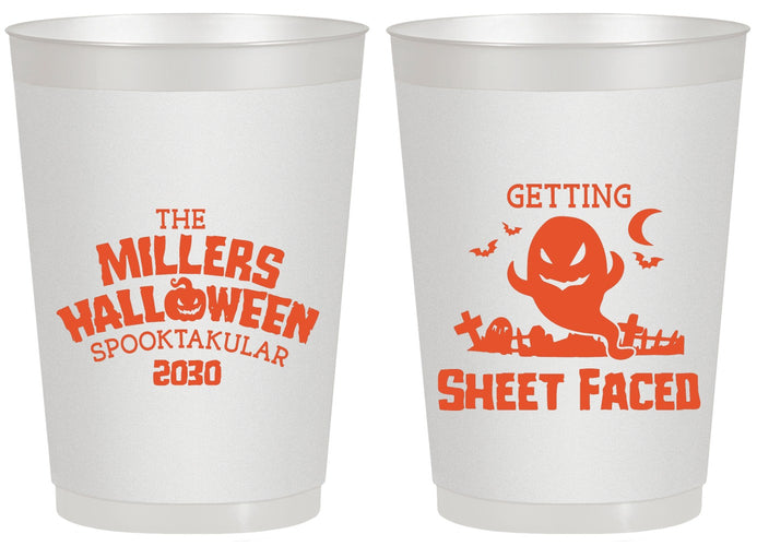 Personalized Halloween 20 oz Frosted Cups - Ghost Sheet Faced | 250040