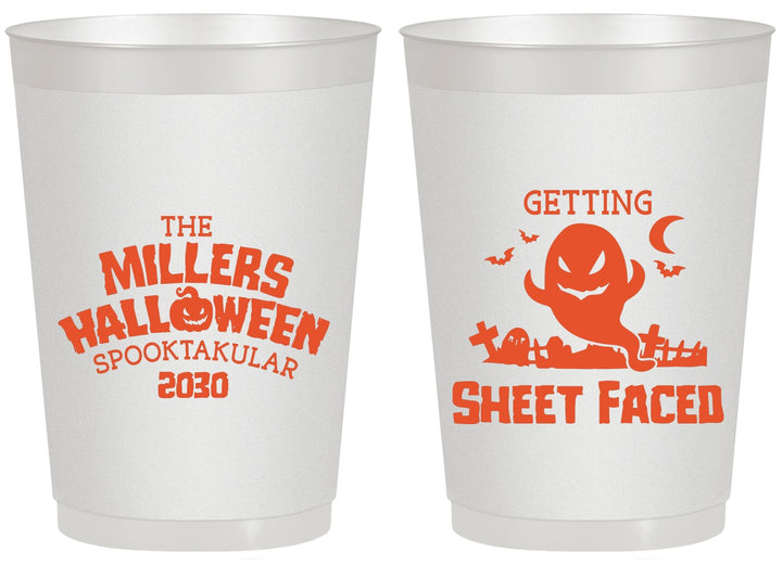 Personalized Halloween 20 oz Frosted Cups - Ghost Sheet Faced | 250040