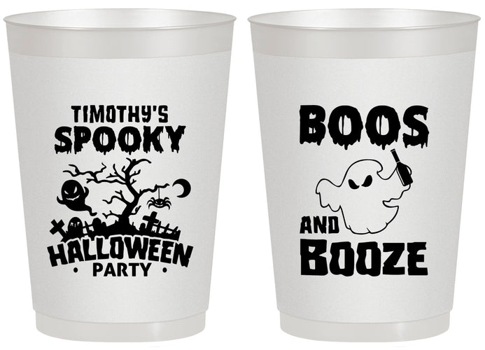 Personalized Halloween 20 oz Frosted Cups - Boos And Booze | 250041