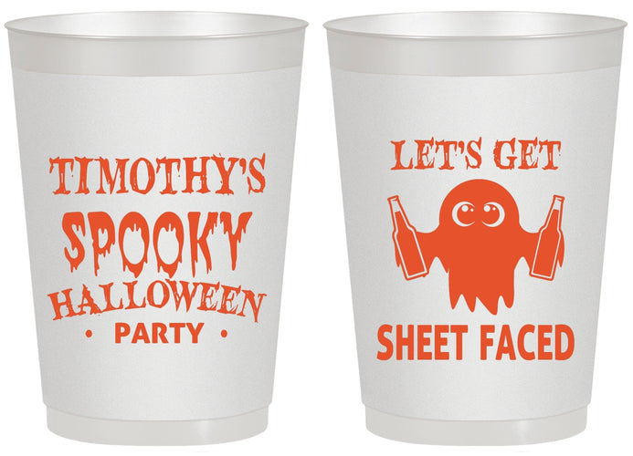 Personalized Halloween 20 oz Frosted Cups - Ghost Sheet Faced | 250044