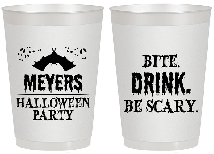 Personalized Halloween 20 oz Frosted Cups - Bite Drink Be Scary | 250082