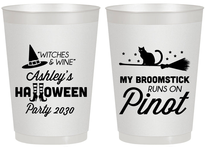Personalized Halloween 20 oz Frosted Cups - Witch Broomstick | 250098