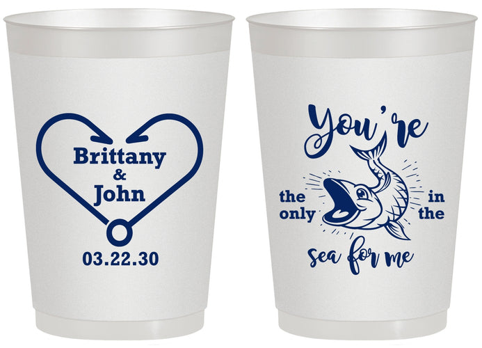 Personalized Wedding 20 oz Frosted Cups - Fish In The Sea For Me | 254