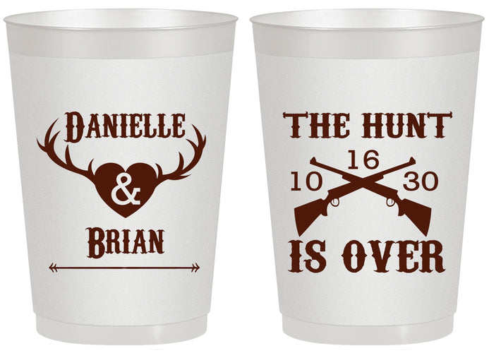 Personalized Wedding 20 oz Frosted Cups - The Hunt Is Ove | 258