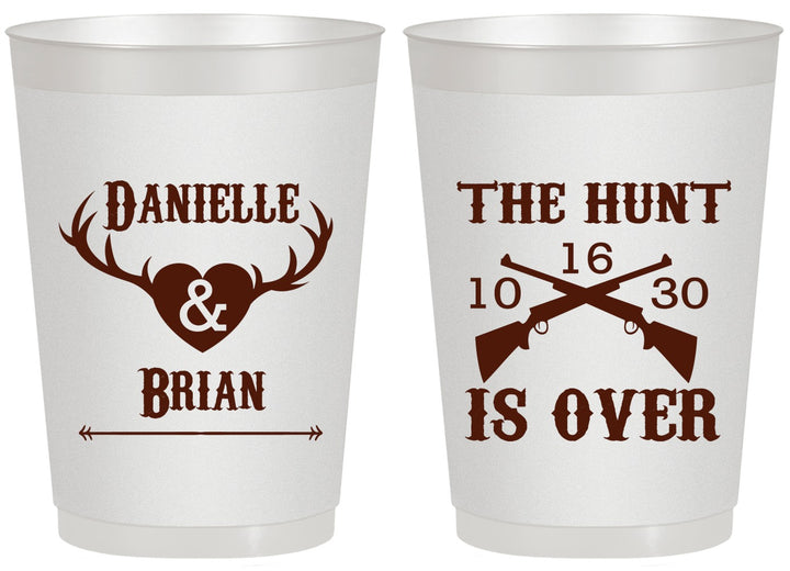 Personalized Wedding 20 oz Frosted Cups - The Hunt Is Ove | 258
