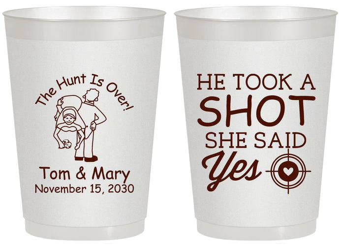Personalized Wedding 20 oz Frosted Cups - He Took A Shot She Said Yes | 259