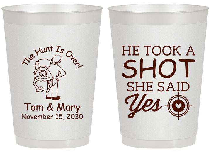 Personalized Wedding 20 oz Frosted Cups - He Took A Shot She Said Yes | 259
