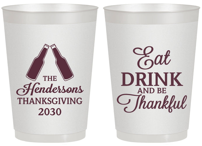 Personalized Thanksgiving 20 oz Frosted Cups - Eat Drink Thankful | 260001