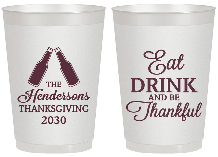 Personalized Thanksgiving 20 oz Frosted Cups - Eat Drink Thankful | 260001