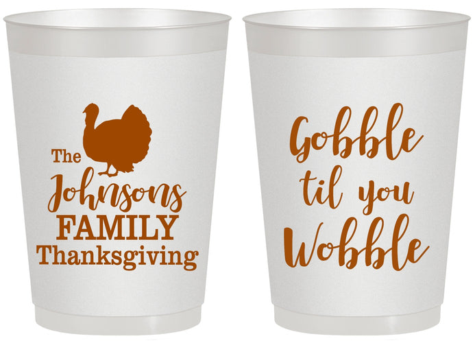 Personalized Thanksgiving 20 oz Frosted Cups - Gobble Til You Wobble | 260004