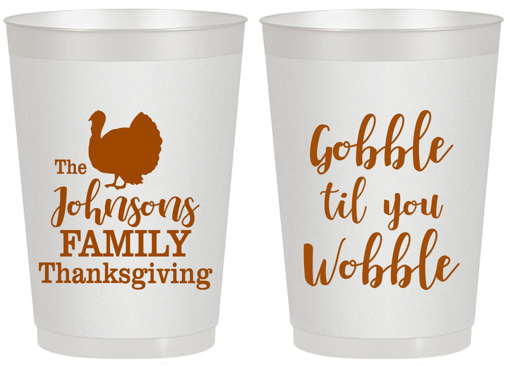 Personalized Thanksgiving 20 oz Frosted Cups - Gobble Til You Wobble | 260004