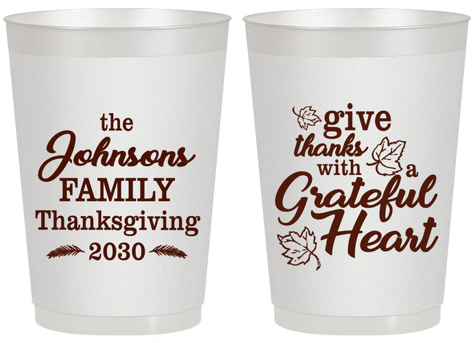 Personalized Thanksgiving 20 oz Frosted Cups - Grateful | 260006