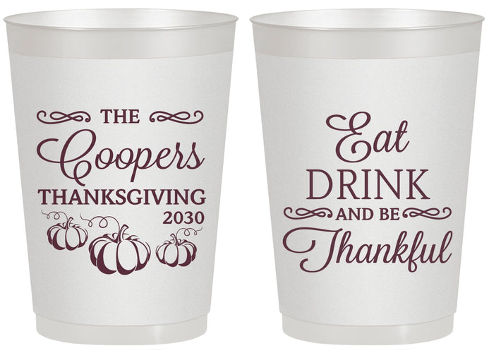Personalized Thanksgiving 20 oz Frosted Cups - Eat Drink Thankful | 260009