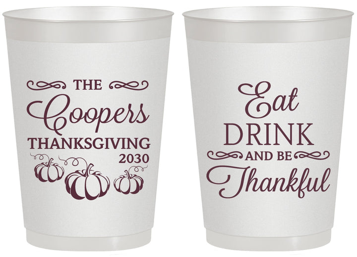 Personalized Thanksgiving 20 oz Frosted Cups - Eat Drink Thankful | 260009