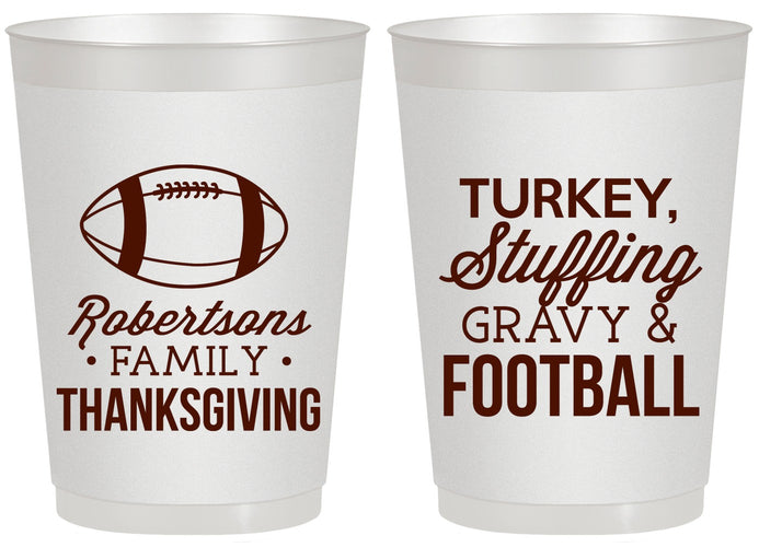 Personalized Thanksgiving 20 oz Frosted Cups - Football Turkey | 260010