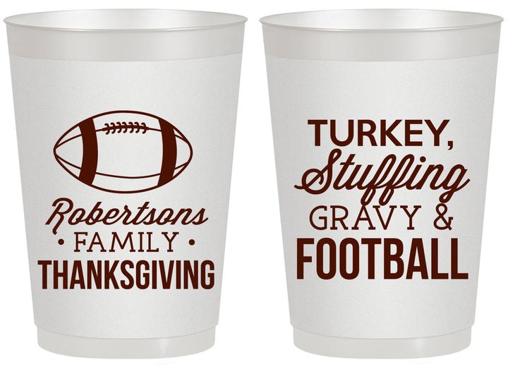 Personalized Thanksgiving 20 oz Frosted Cups - Football Turkey | 260010