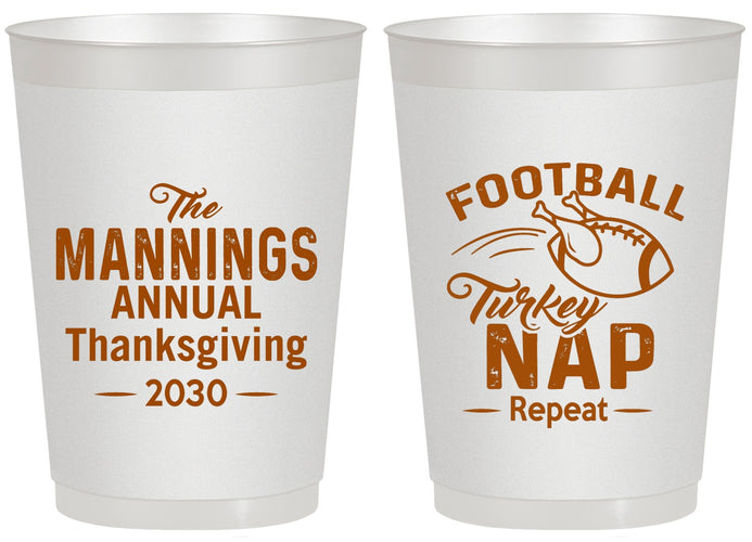Personalized Thanksgiving 20 oz Frosted Cups - Football Turkey | 260012