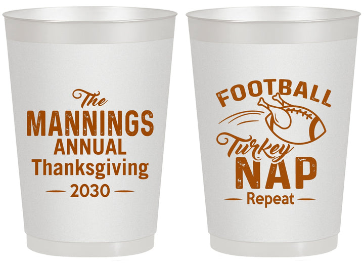 Personalized Thanksgiving 20 oz Frosted Cups - Football Turkey | 260012