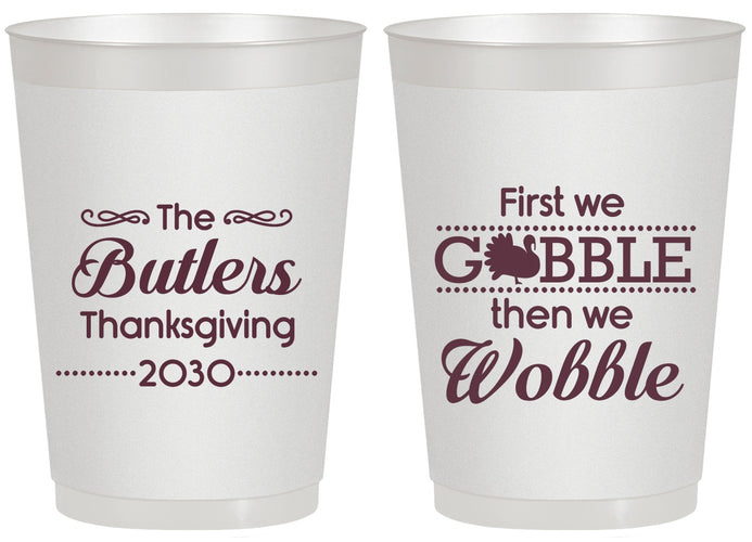 Personalized Thanksgiving 20 oz Frosted Cups - Gobble Til You Wobble | 260013