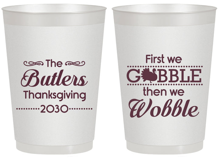 Personalized Thanksgiving 20 oz Frosted Cups - Gobble Til You Wobble | 260013