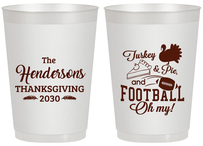 Personalized Thanksgiving 20 oz Frosted Cups - Football Turkey | 260014