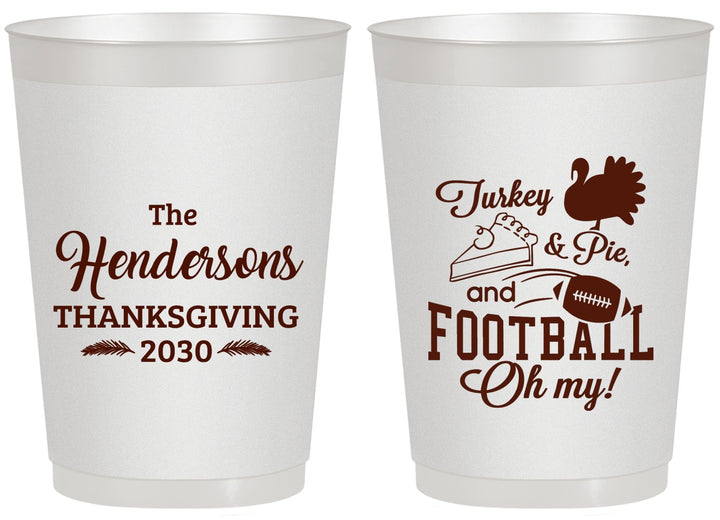 Personalized Thanksgiving 20 oz Frosted Cups - Football Turkey | 260014