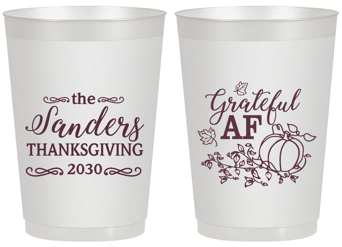 Personalized Thanksgiving 20 oz Frosted Cups - Grateful Af | 260017