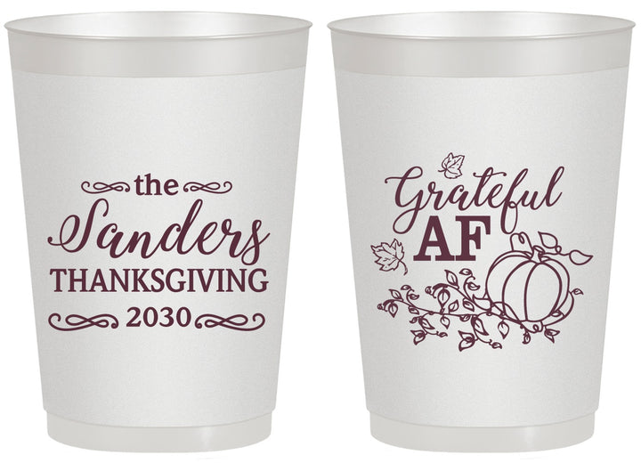 Personalized Thanksgiving 20 oz Frosted Cups - Grateful Af | 260017