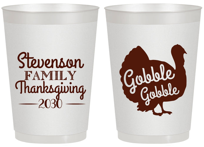 Personalized Thanksgiving 20 oz Frosted Cups - Gobble Turkey | 260018